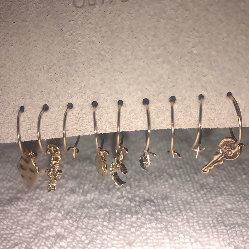 Urban outfitters Delicate charm hoop earring set